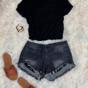 Express denim grey/black washed shorts size 2